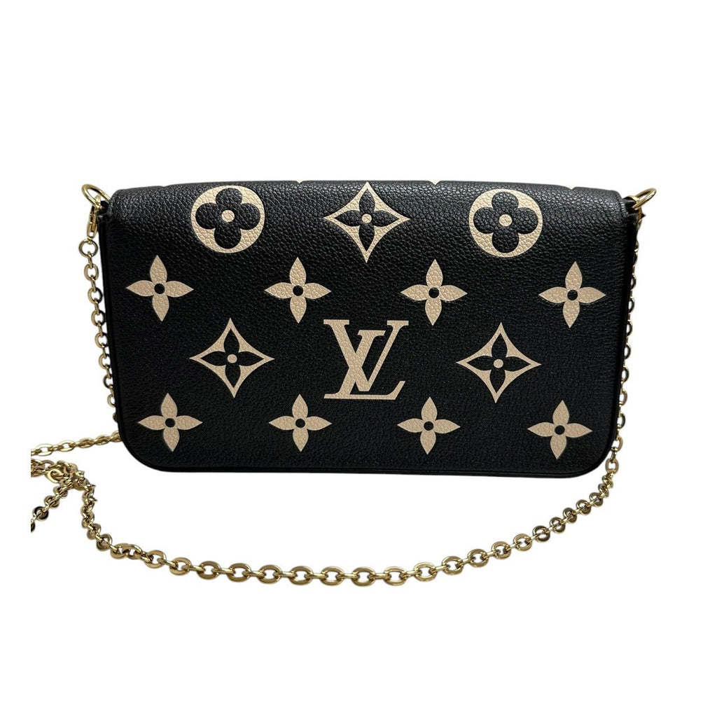 Louis Vuitton Monogram Empreinte Felicie Black Beige Gold Leather Shoulder — view 2