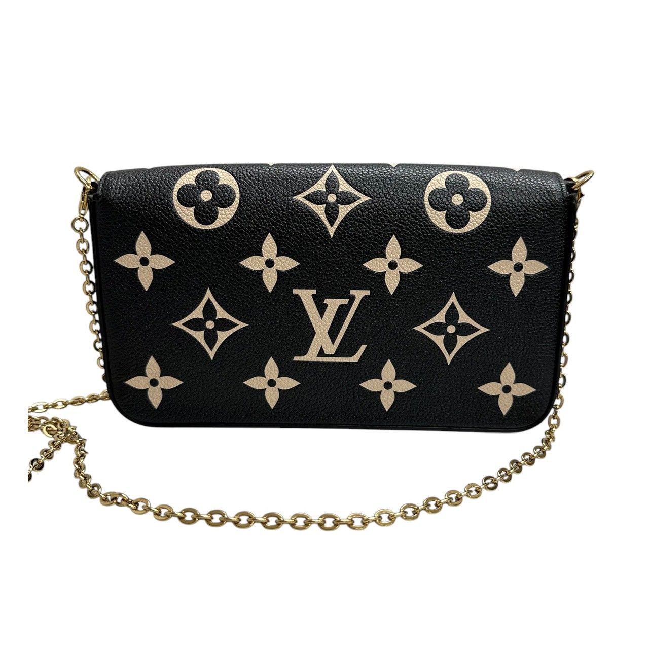Louis Vuitton Monogram Empreinte Felicie Black Beige Gold Leather Shoulder — view 2