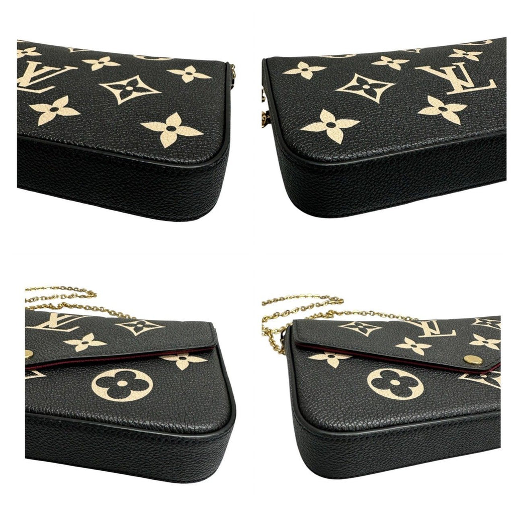 Louis Vuitton Monogram Empreinte Felicie Black Beige Gold Leather Shoulder — view 6