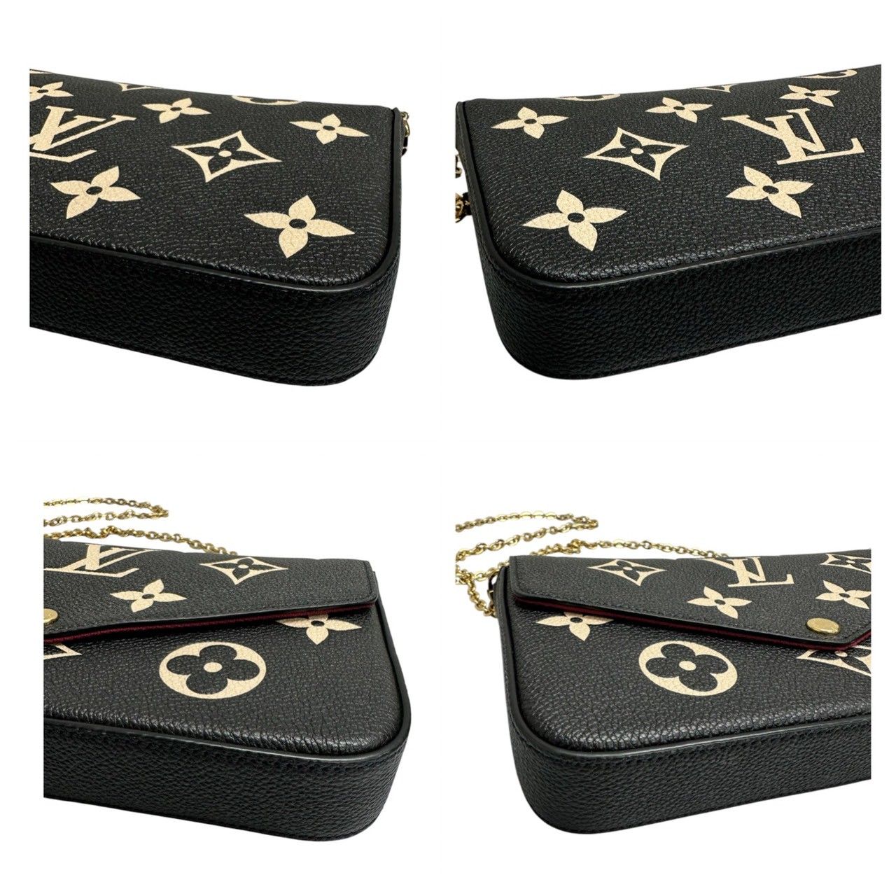 Louis Vuitton Monogram Empreinte Felicie Black Beige Gold Leather Shoulder — view 6
