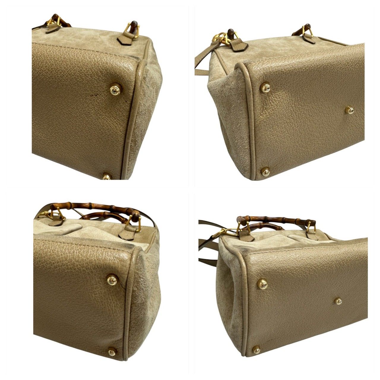 Gucci Vintage Bamboo Beige Gold Leather Shoulder — view 8