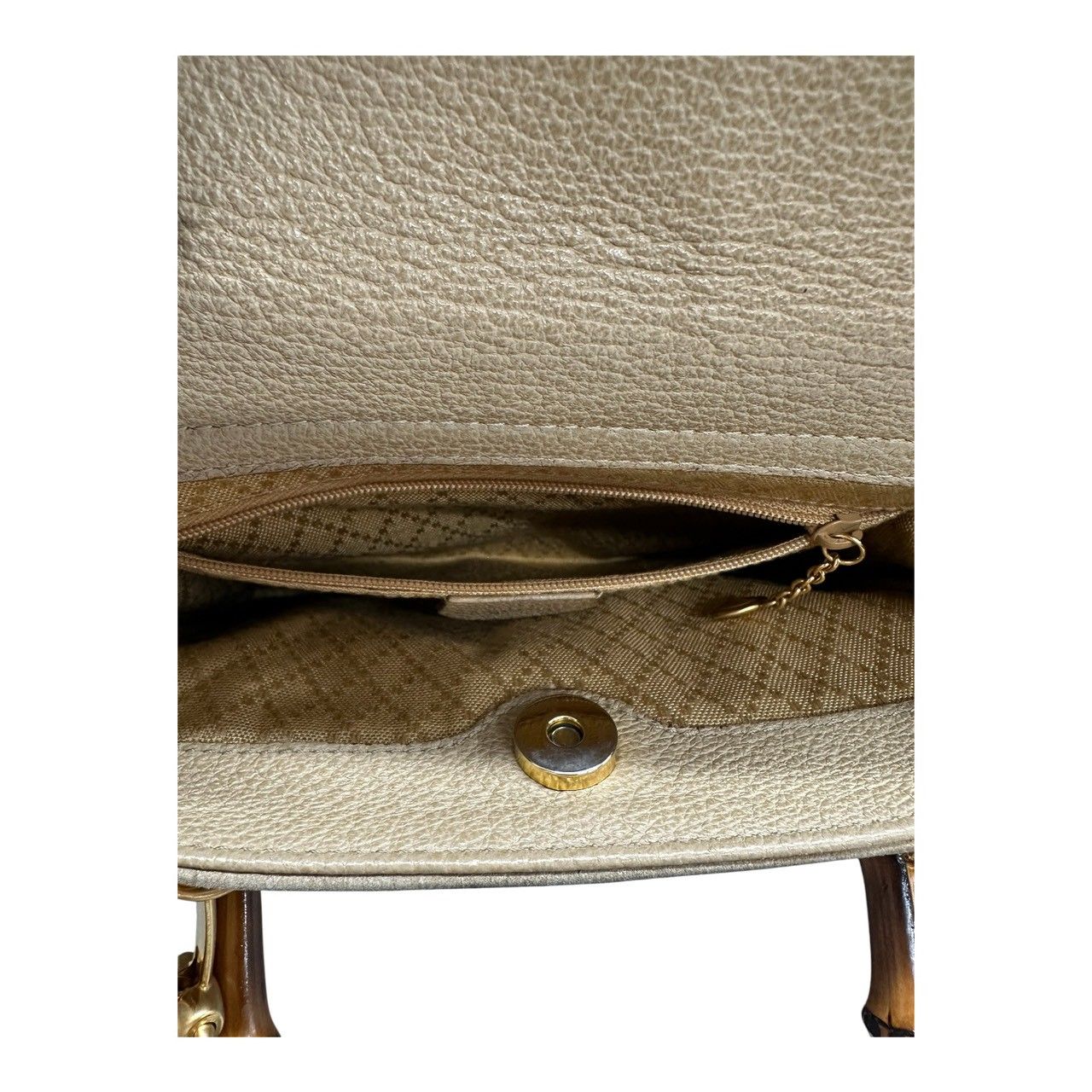 Gucci Vintage Bamboo Beige Gold Leather Shoulder — view 6
