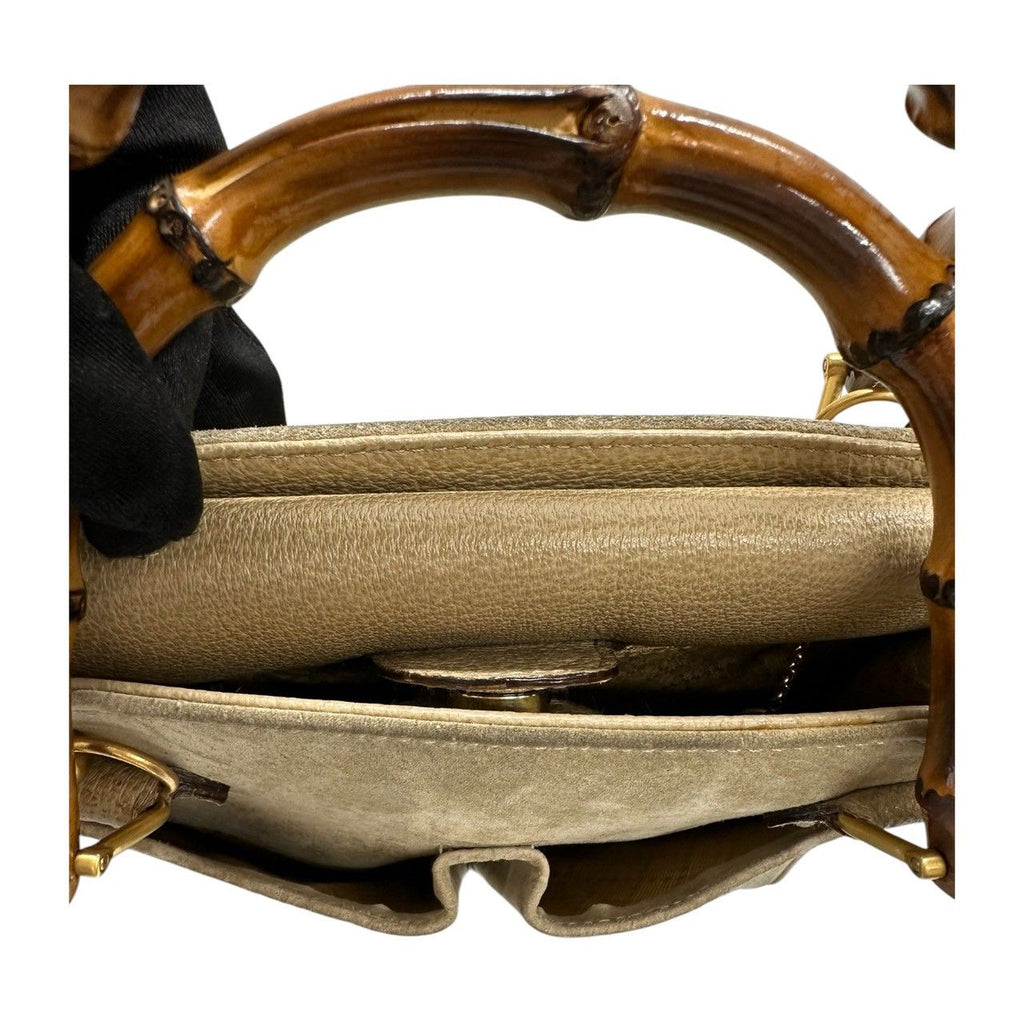 Gucci Vintage Bamboo Beige Gold Leather Shoulder — view 5