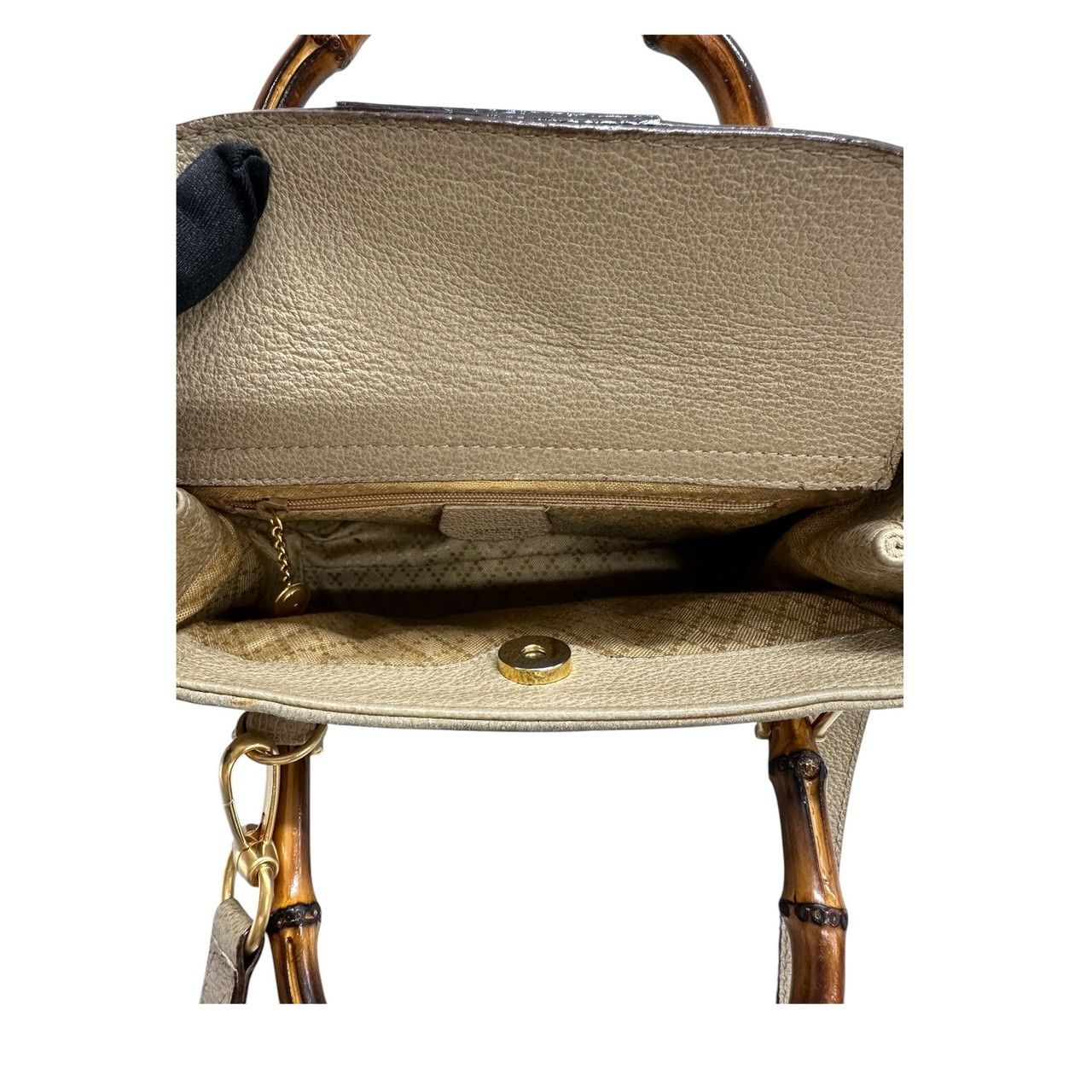 Gucci Vintage Bamboo Beige Gold Leather Shoulder — view 7