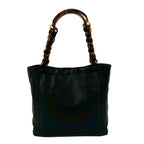 Chanel CC Logo Lambskin Leather Chain Handbag Black — view 3