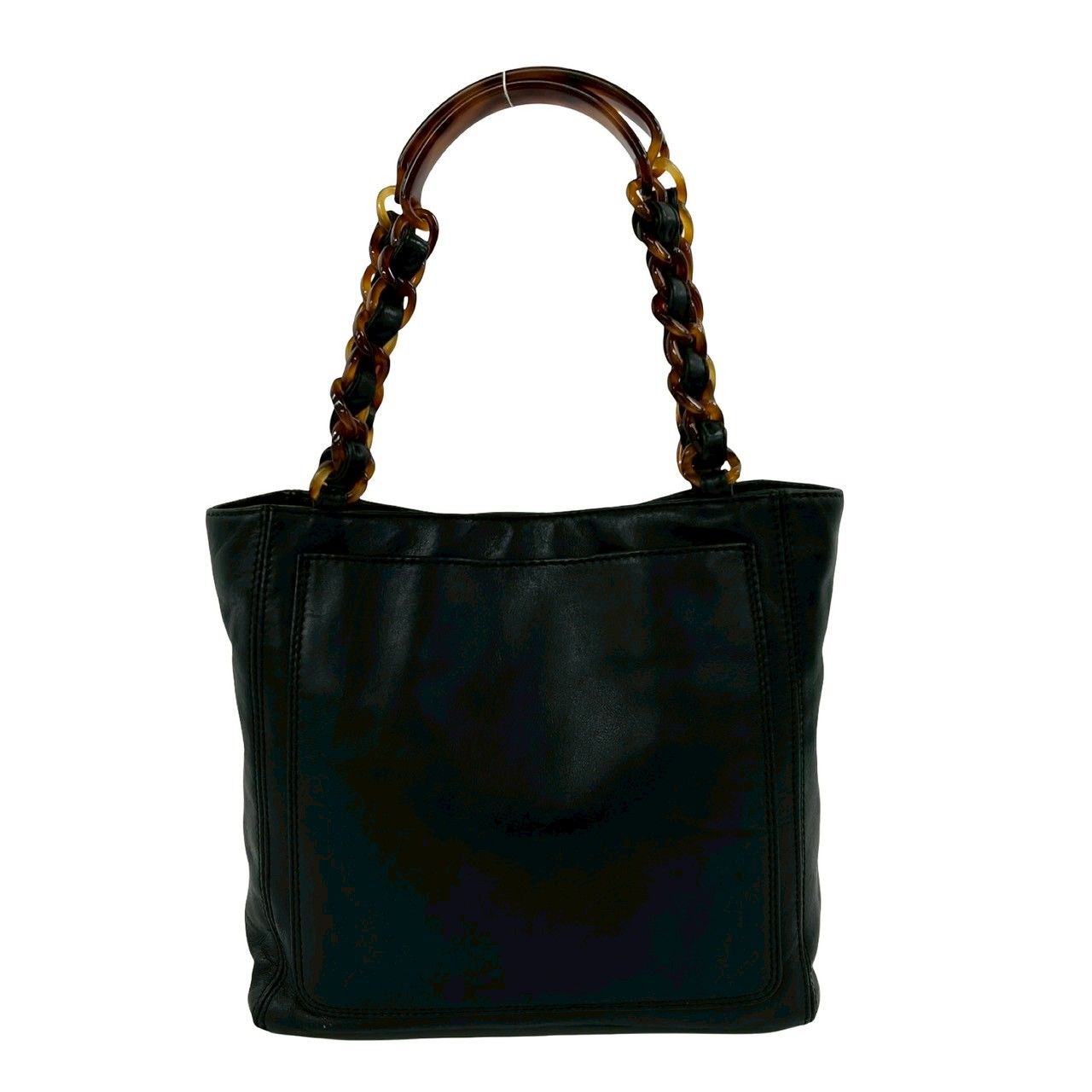 Chanel CC Logo Lambskin Leather Chain Handbag Black — view 3