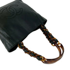 Chanel CC Logo Lambskin Leather Chain Handbag Black — view 4