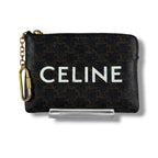 Celine Coin & Card Case Triomphe Canvas Mini Wallet Fragment Black Macadam — view 3