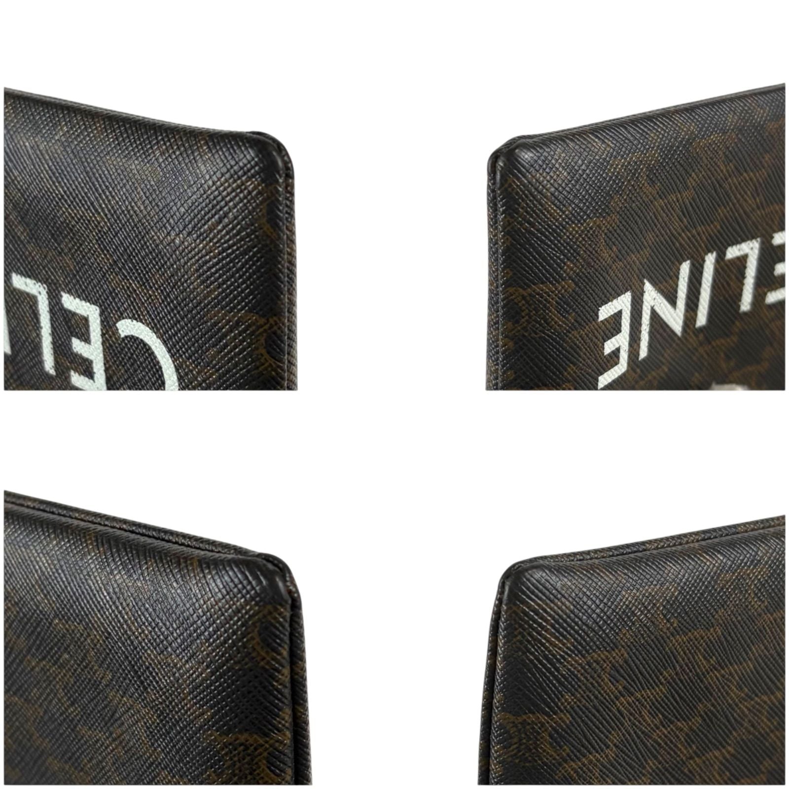 Celine Coin & Card Case Triomphe Canvas Mini Wallet Fragment Black Macadam — view 7
