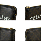 Celine Coin & Card Case Triomphe Canvas Mini Wallet Fragment Black Macadam — view 6