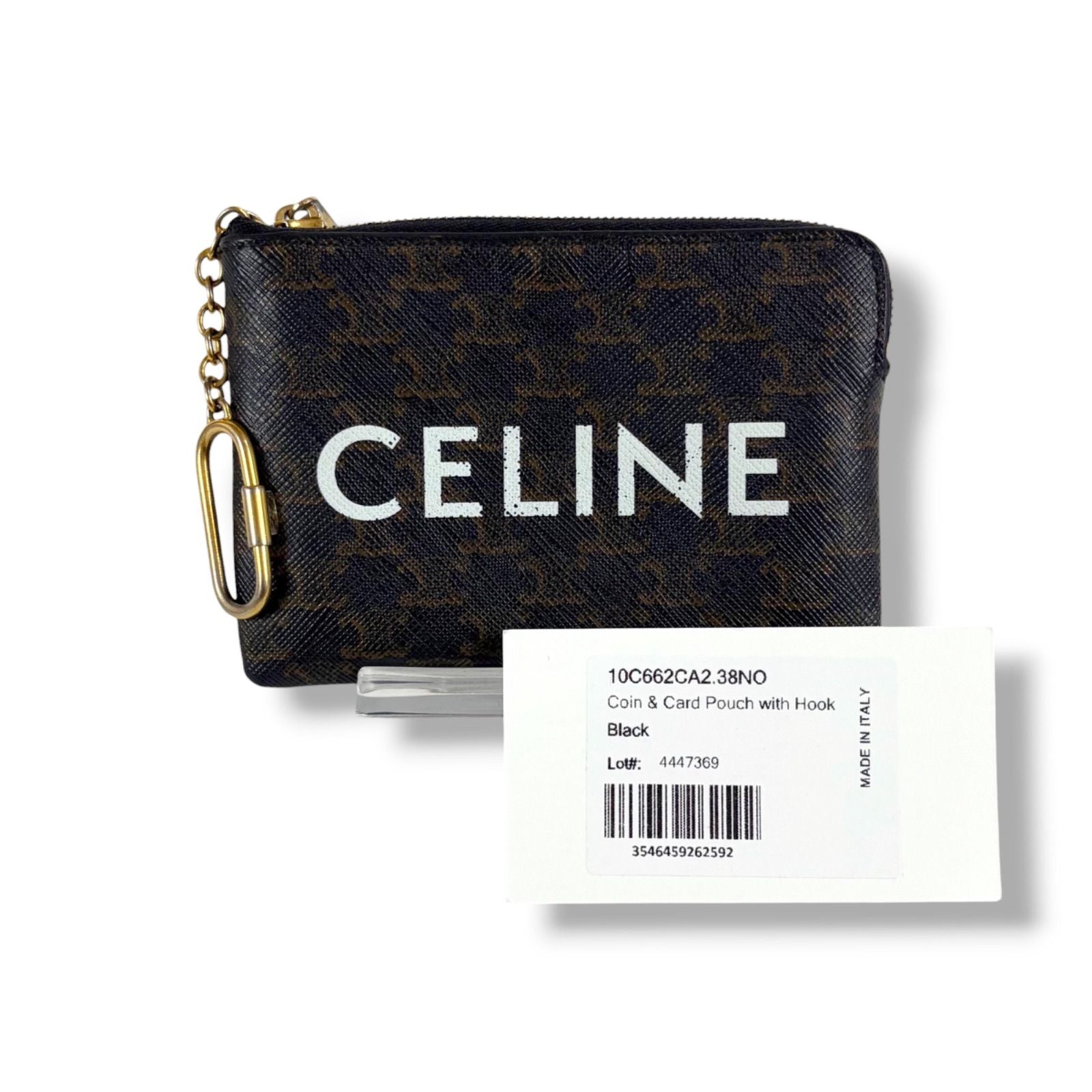 Celine Coin & Card Case Triomphe Canvas Mini Wallet Fragment Black Macadam