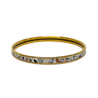 Hermes Bangle Enamel Gold Ivory Multi Bird Jungle Camouflage Bracelet — view 2