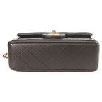 Chanel Quilted 20 Black Lambskin Patent Gold Single Flap — view 5