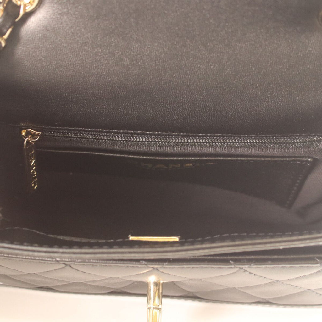 Chanel Quilted 20 Black Lambskin Patent Gold Single Flap — view 8