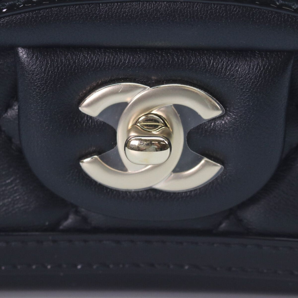 Chanel Quilted 20 Black Lambskin Patent Gold Single Flap — view 6