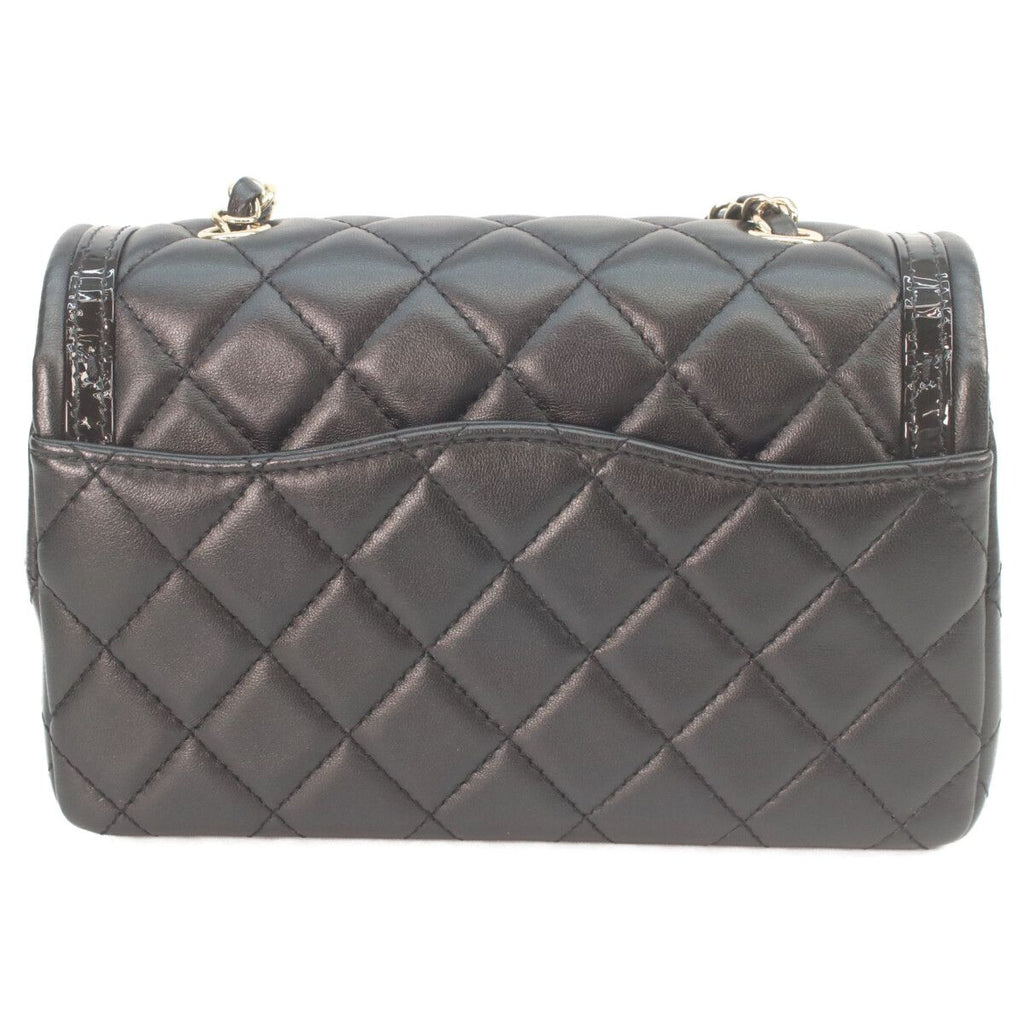 Chanel Quilted 20 Black Lambskin Patent Gold Single Flap — view 3