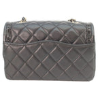 Chanel Quilted 20 Black Lambskin Patent Gold Single Flap — view 3