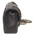 Chanel Quilted 20 Black Lambskin Patent Gold Single Flap — view 4