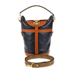 Louis Vuitton Duffle Leather Monogram Reverse Navy Brown Gold 2-Way Shoulder