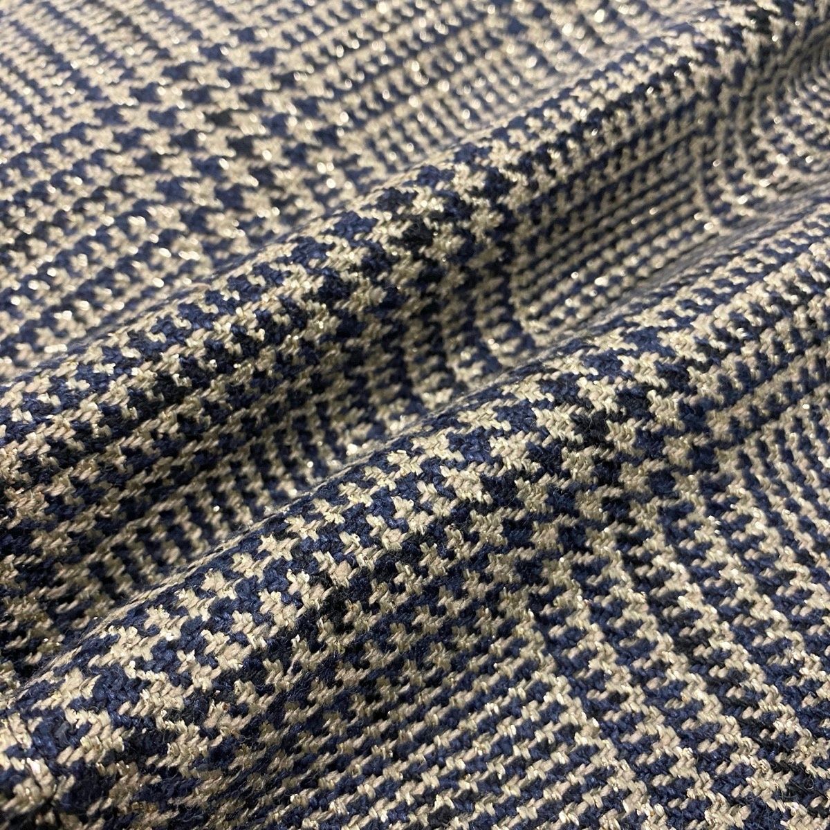 Dior Color Tweed Coat Glen Check Lame L Beige Navy — view 7