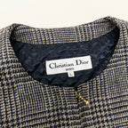 Dior Color Tweed Coat Glen Check Lame L Beige Navy — view 8