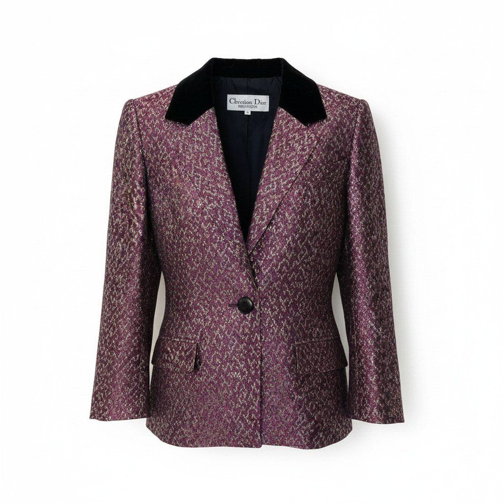 Dior Terre Jacket Velour Lame M Purple 100% Acetate