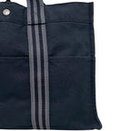 Hermes Tote Bag Fourre Tout MM Black Gray Lightweight Cotton Canvas Document