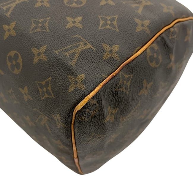 Louis Vuitton Mini Boston Bag Speedy 30 Brown Monogram Vintage Canvas Leather