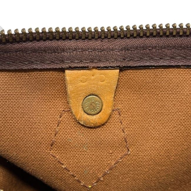 Louis Vuitton Mini Boston Bag Speedy 30 Brown Monogram Vintage Canvas Leather