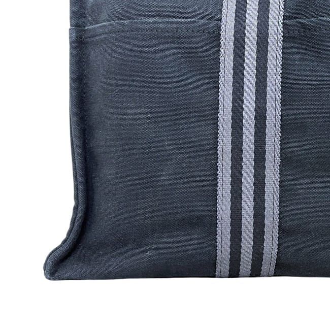 Hermes Tote Bag Fourre Tout MM Black Gray Lightweight Cotton Canvas Document