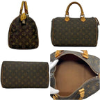 Louis Vuitton Mini Boston Bag Speedy 30 Brown Monogram Vintage Canvas Leather