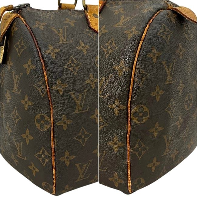 Louis Vuitton Mini Boston Bag Speedy 30 Brown Monogram Vintage Canvas Leather