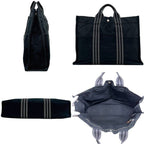 Hermes Tote Bag Fourre Tout MM Black Gray Lightweight Cotton Canvas Document