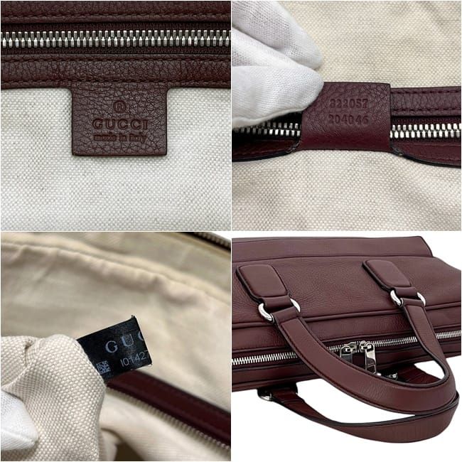 Gucci Briefcase Bordeaux Interlocking Document Gray Leather GG Business