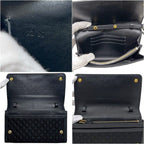 Prada Wallet on Chain Bifold Black Nero Nylon Leather Quilted 12 One Point Logo