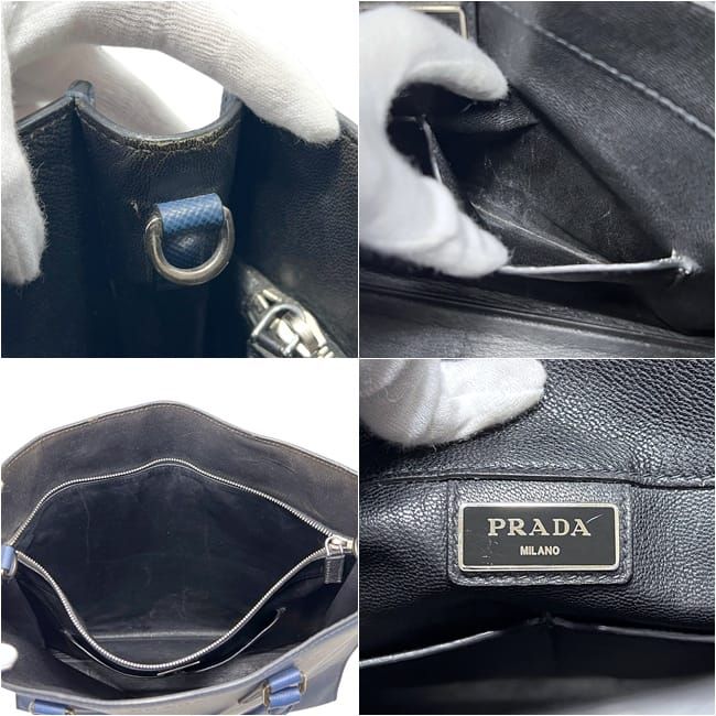 Prada Tote Bag Blue Saffiano Leather 180 a Document Business