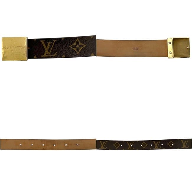 Louis Vuitton Belt Ceinture Carre Brown Monogram Waist 90 30 Canvas Metal Logo
