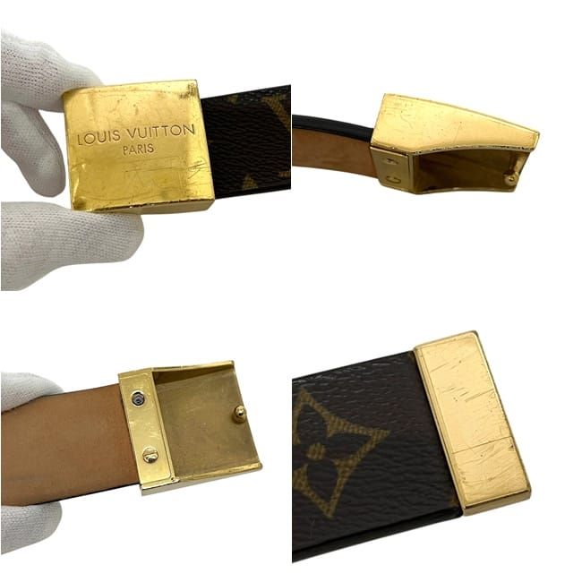 Louis Vuitton Belt Ceinture Carre Brown Monogram Waist 90 30 Canvas Metal Logo