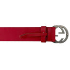 Gucci Belt Red Interlocking Waist 100 35 Leather Metal GG Logo Buckle