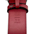 Gucci Belt Red Interlocking Waist 100 35 Leather Metal GG Logo Buckle