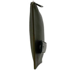 Bottega Veneta Clutch Khaki Green Black Deep Second Leather Fastener