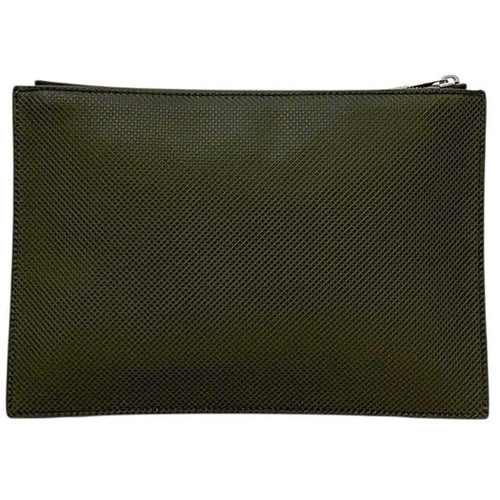 Bottega Veneta Clutch Khaki Green Black Deep Second Leather Fastener