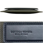 Bottega Veneta Clutch Khaki Green Black Deep Second Leather Fastener