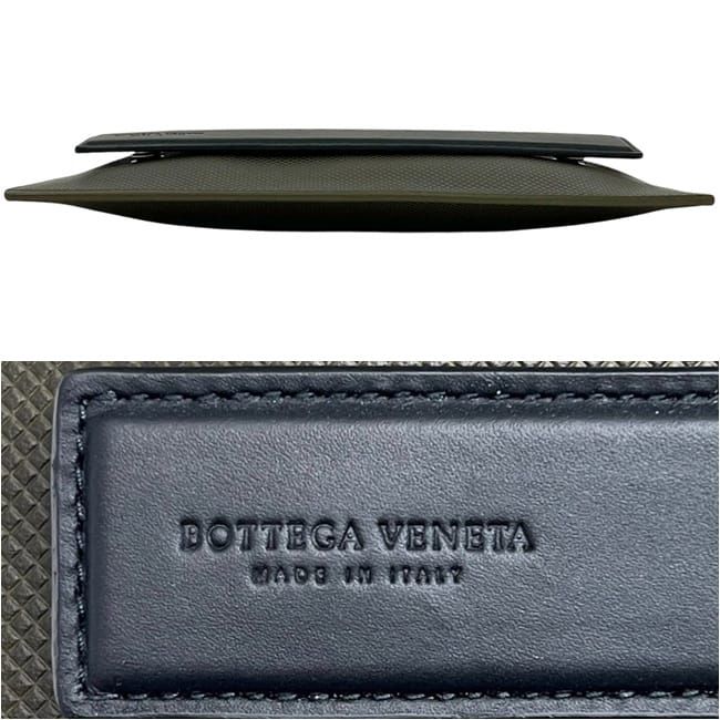 Bottega Veneta Clutch Khaki Green Black Deep Second Leather Fastener