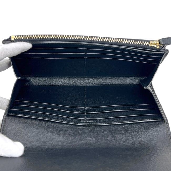 Saint Laurent Bifold Wallet Black Rive Gauche Leather YSL Stitch Flap