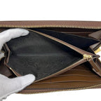 Gucci Zip Around Wallet Beige Brown Horsebit Leather GG Canvas Zipper