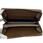 Gucci Zip Around Wallet Beige Brown Horsebit Leather GG Canvas Zipper