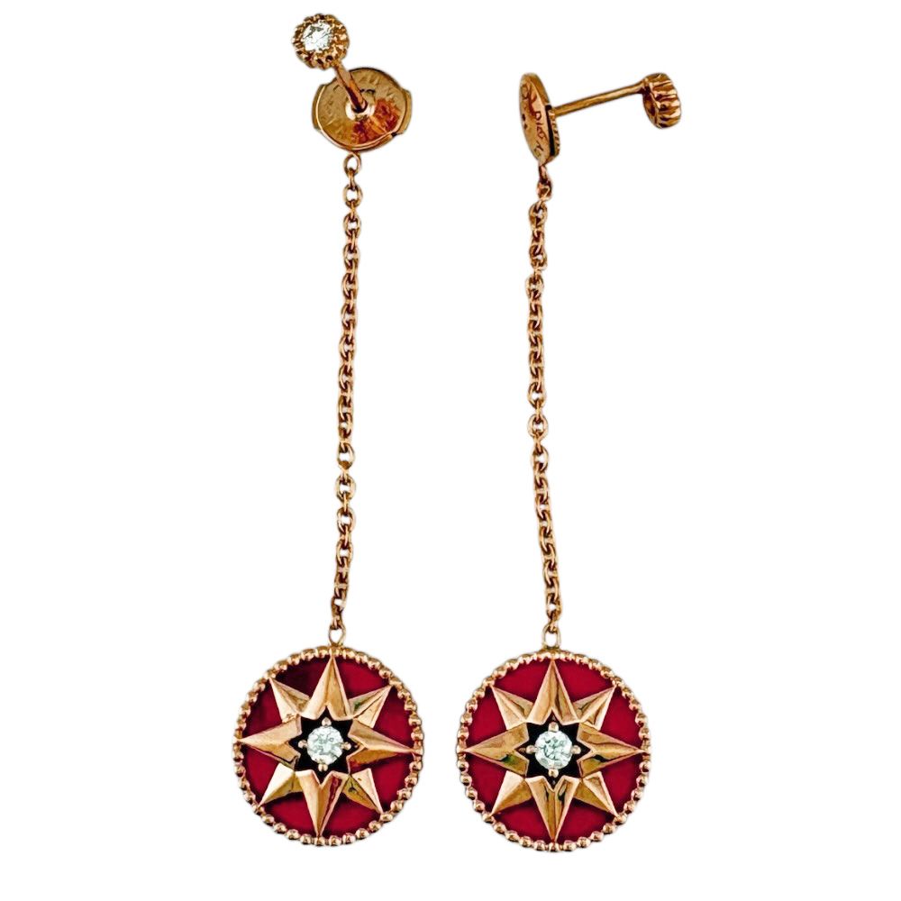 Dior Rose Des Vins Earrings 18k Gold Diamond