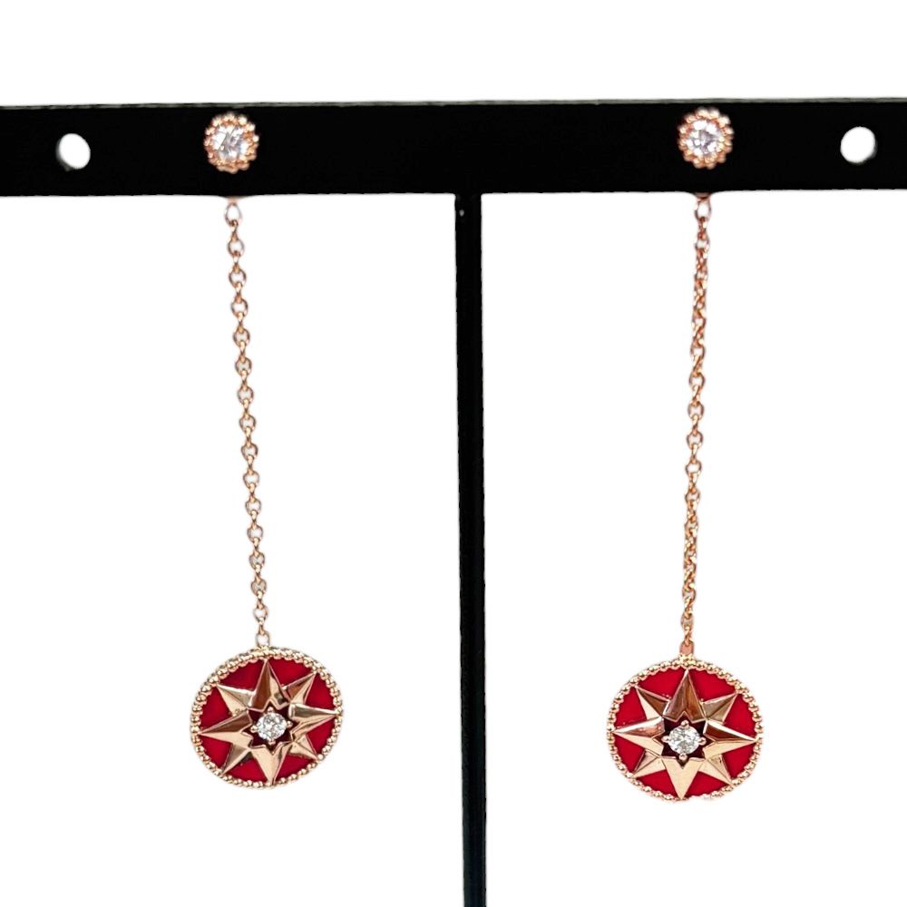 Dior Rose Des Vins Earrings 18k Gold Diamond — view 3