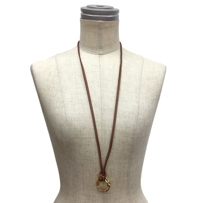 Hermes Lanier Leather Necklace Brown — view 2